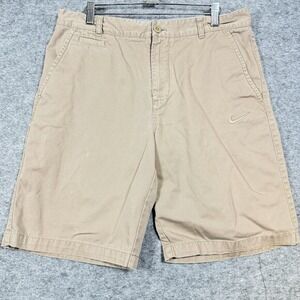 Nike Shorts Mens 34 Tan Solid Cotton Athletic Dept Chino Embroidered Swoosh